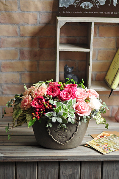 大きいサイズ プリザーブドフラワーアレンジメント ベルローズ