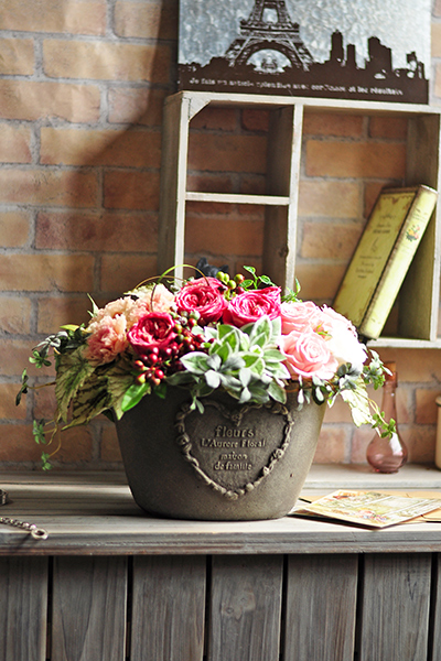 大きいサイズ プリザーブドフラワーアレンジメント ベルローズ